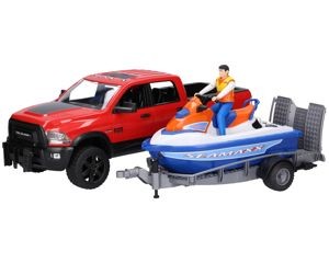 Pick-up z lawetą i motorówką BRUDER 02503